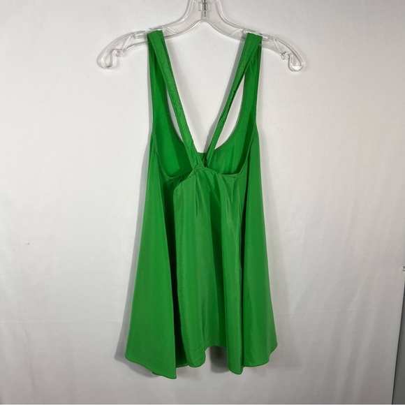 Amanda Uprichard Bright Green Relaxed Fit Cross Back 100% Silk Tank Top Small - Picture 6 of 6